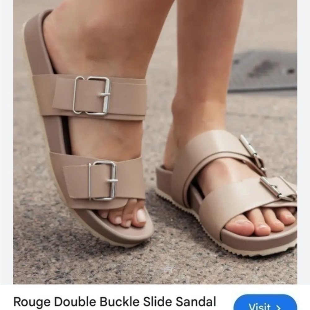RAPORT {CCOCCI} Natural Beige Buckle Slide Sandals, size9